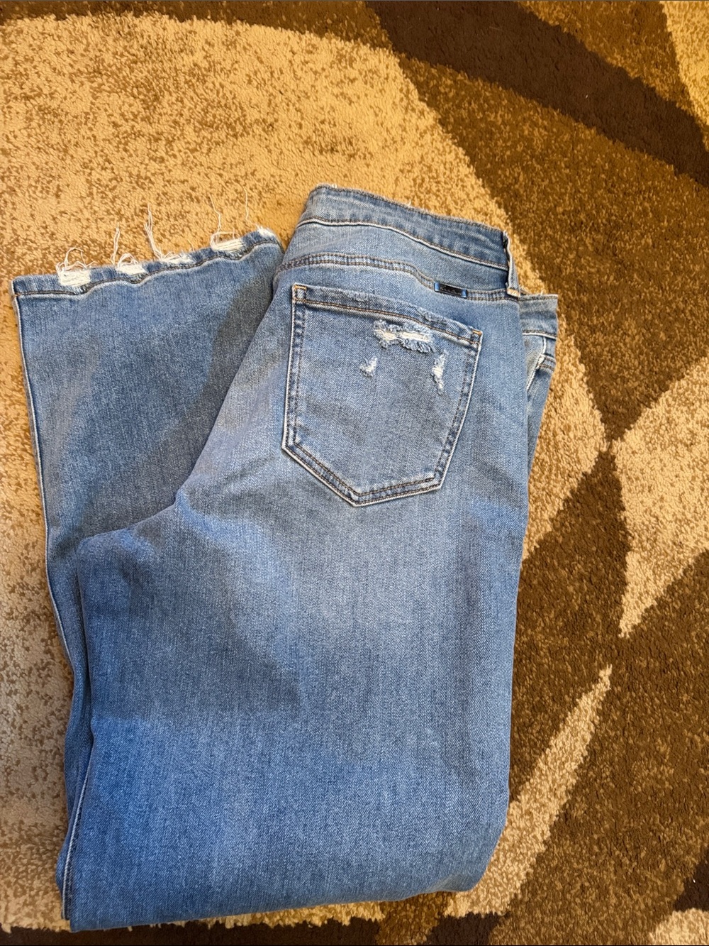 KanCan Light Blue Straight-Leg Jeans with Frayed Hem